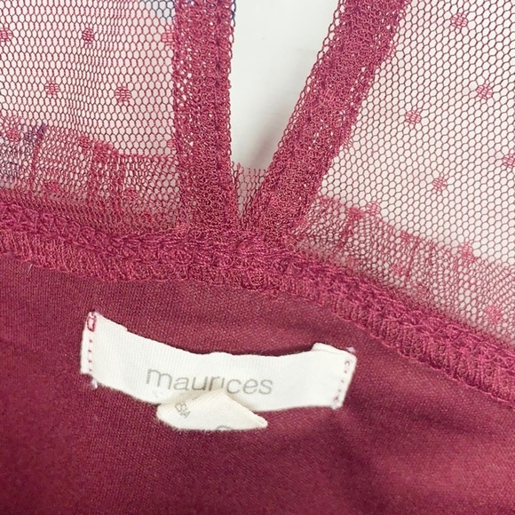 Maurices Floral‎ Maroon Tulle Top - Picture 3 of 9